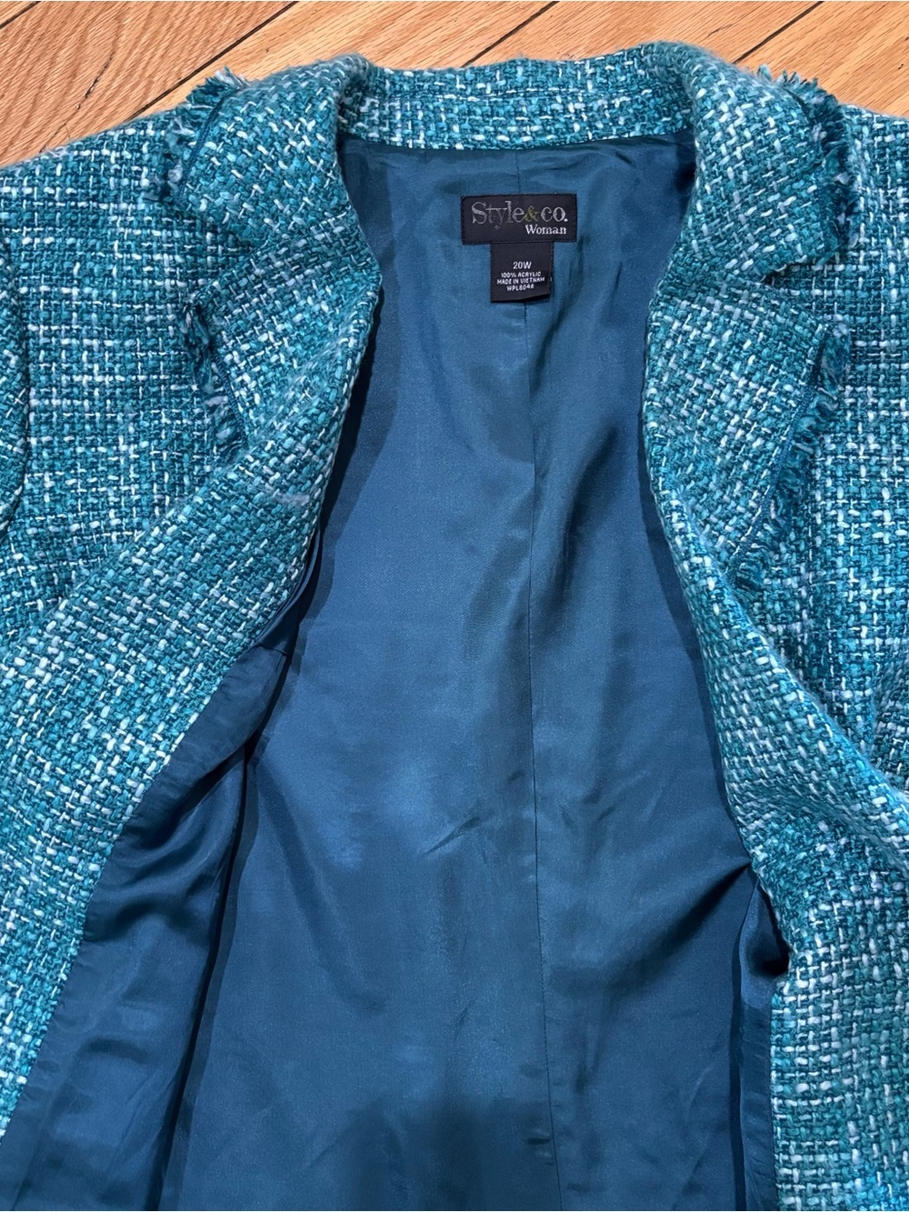Style & Co. Teal Tweed Blazer Jacket - Picture 6 of 8